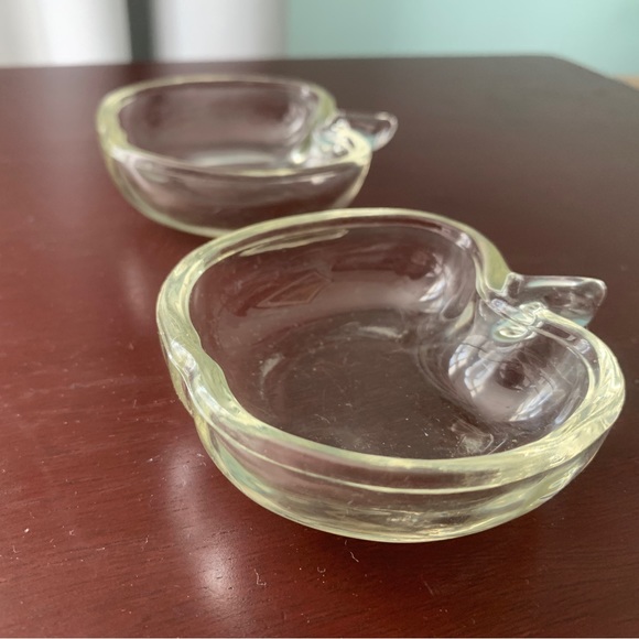 Vintage Apple Shaped Nut Cups, Orchard Pattern by Hazel-Atlas, Dishes MCM Glass - Picture 2 of 4